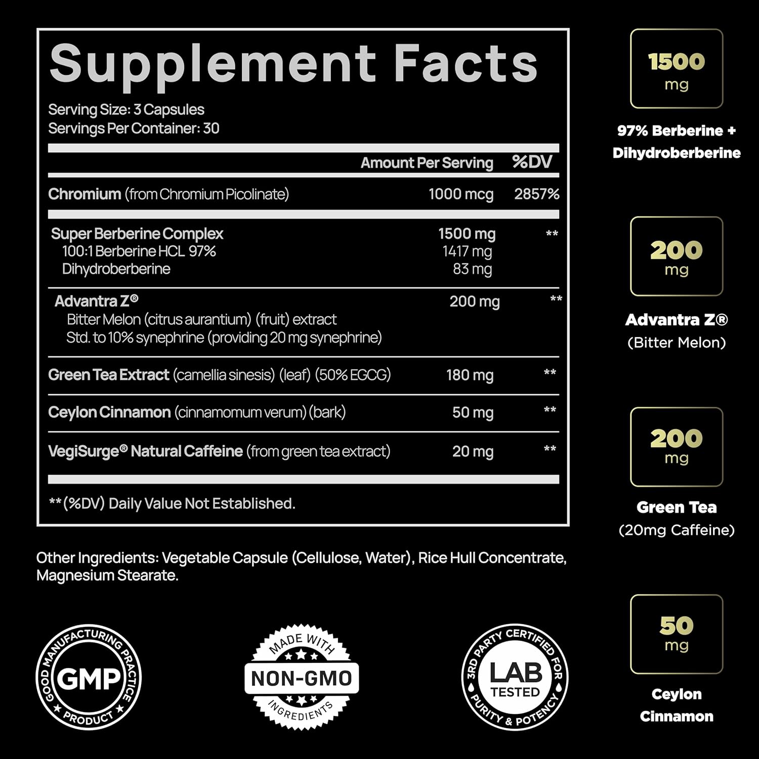 ELMNT, GLP-1 Support Berberine Weight Loss Supplement 1500mg, 90