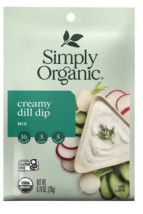 Simply Organic, Creamy Dill dip, 0.70