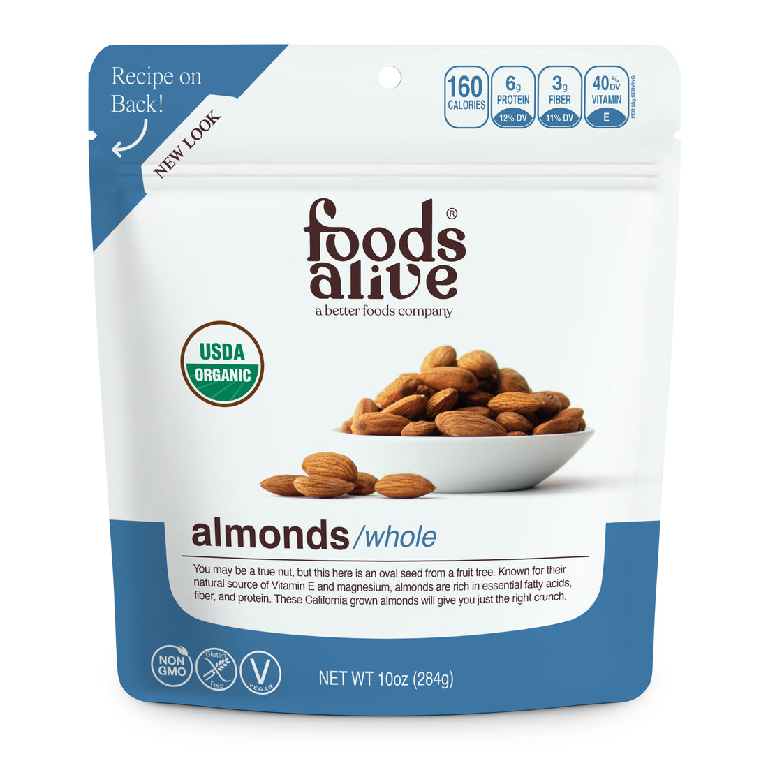 Foods Alive, Organic Almonds, 10 oz