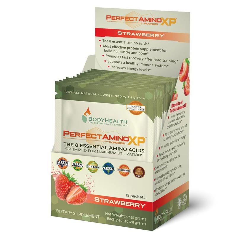 Body Health, Perfect Amino Powder, Strawberry, box of 15 pks