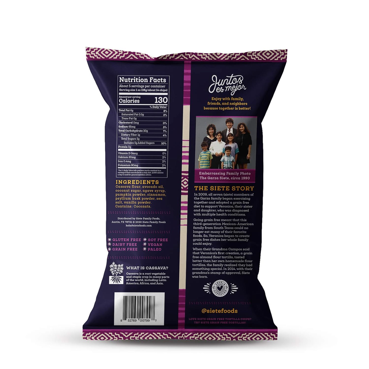 Siete, Grain Free Tortilla Chips, churro strips, 5 oz