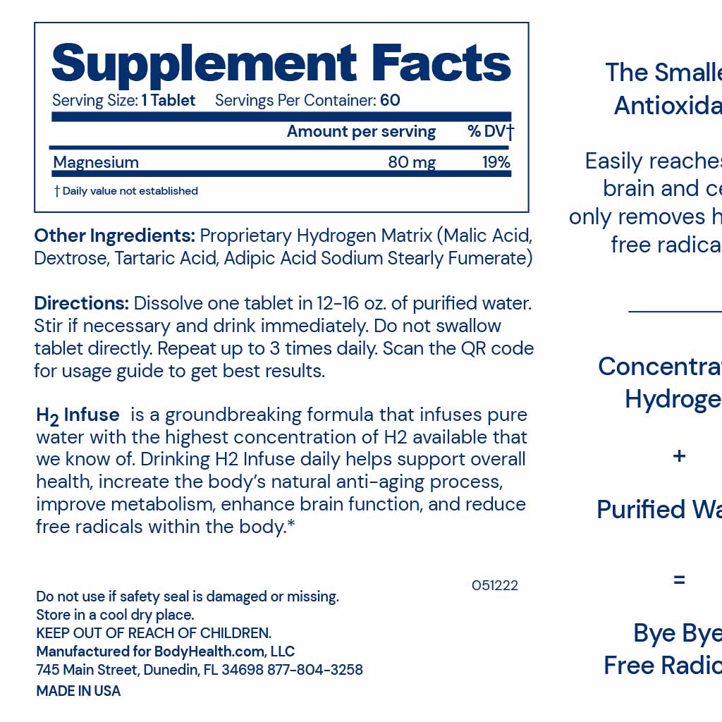 Body Health, H2 Infuse - Molecular Hydrogen