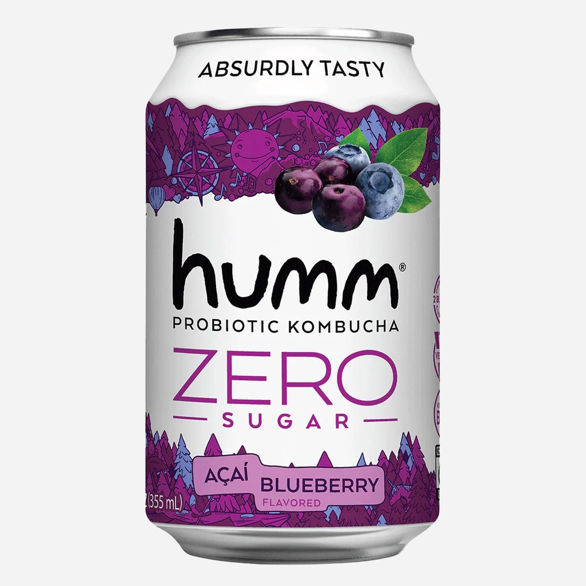 Humm, Kombucha Acai Blueberry Zero Sugar, 12 fl oz