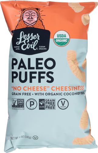 Lesser Evil, Organic No Cheddar Paleo Puffs, 5 oz