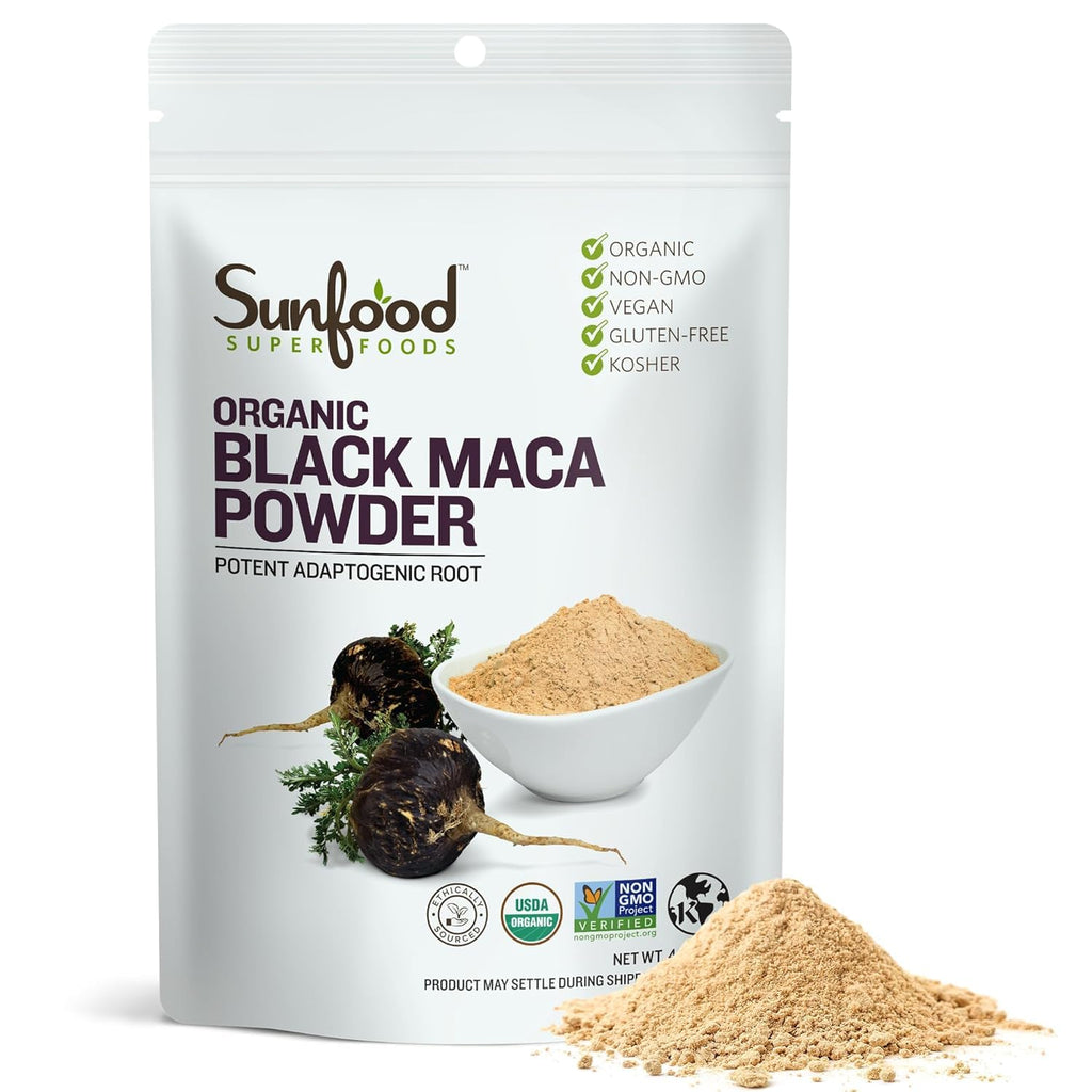 Sunfood, Organic Black Maca Powder Raw, 4 oz