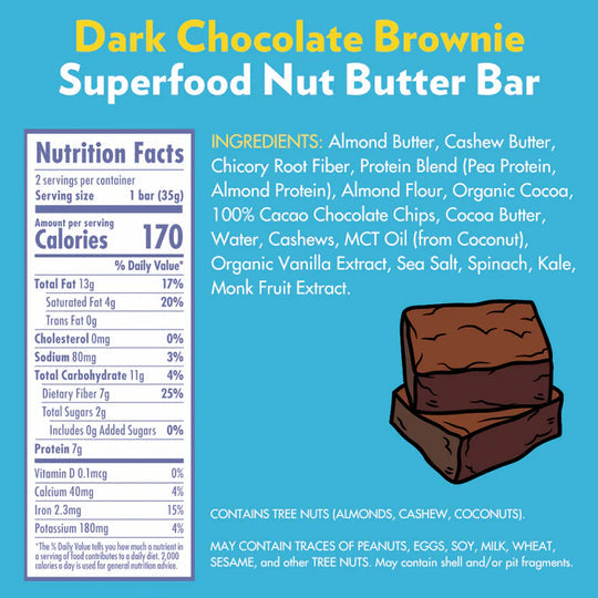B.T.R Nation, Recharge Superfood Bar, Dark Chocolate Brownie, 35 G