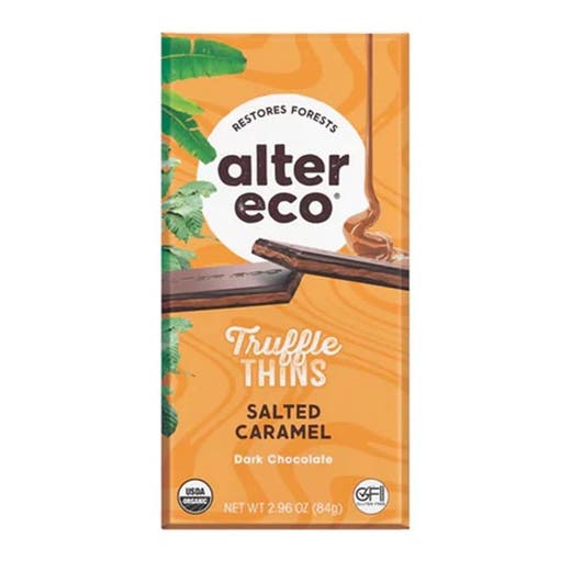 Alter Eco, Salted Caramel Dark Chocolate Truffle Thins Bar 2.96 oz