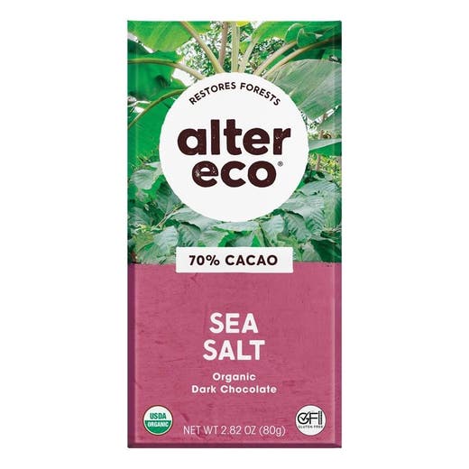 Alter Eco, Organic Deep Dark Sea Salt 70% Cocoa Chocolate Bar, 2.82 oz