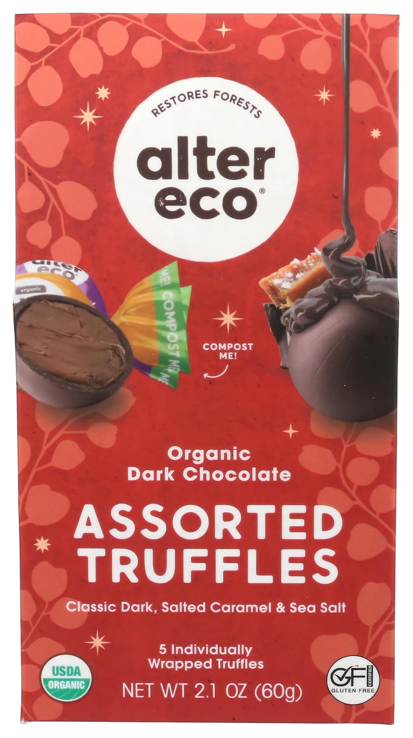 ALTER ECO, Organic Holiday Assorted Dark Chocolate Truffles, 2.1 OZ