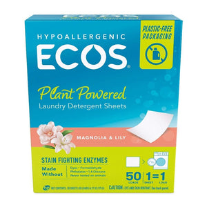 ECOS, Magnolia & Lily Laundry Detergent Sheets, 50 count