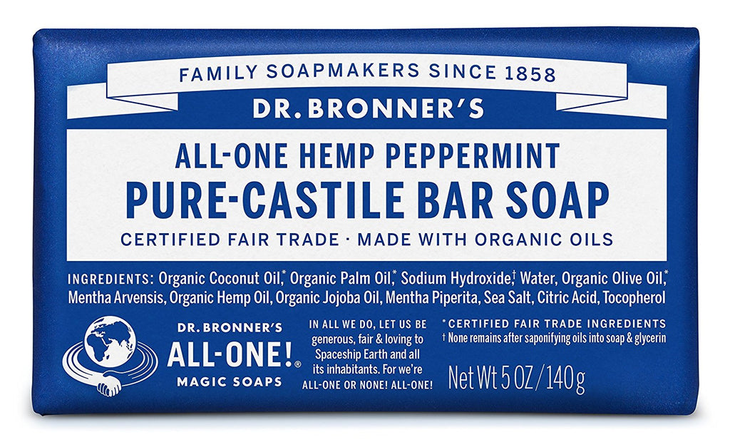 Dr. Bronner's Magic Soaps, Hemp Peppermint, Pure Castile Soap, 5 oz BAR