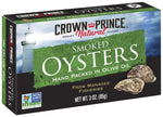 Crown Prince Natural, Naturally Smoked Oysters, in Pure Olive Oil, 3 oz