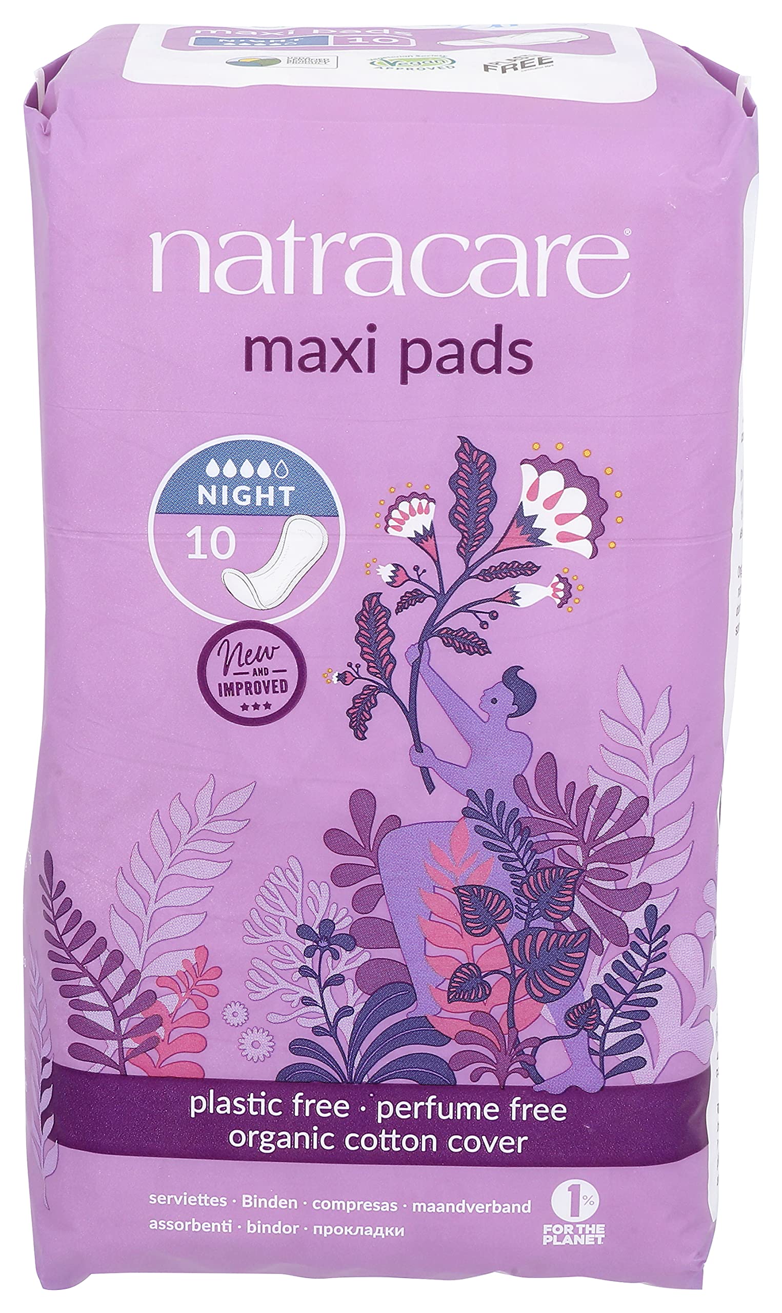 Natracare, Night-Time Pads 10 count - 95% Bio-degradable Non-Chlorine Bleached