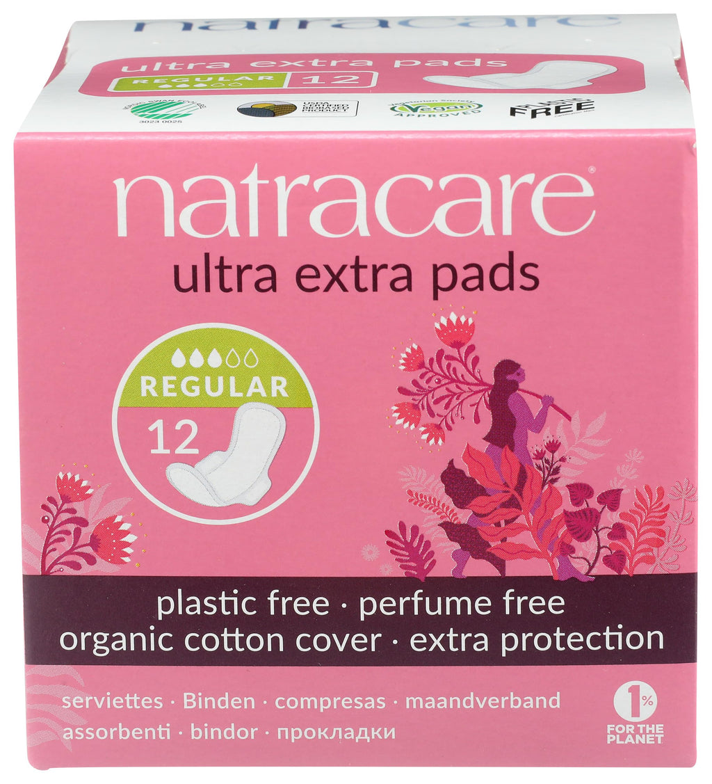 Natracare, Ultra "EXTRA" Pads, Organic Cotton Cover, Normal, 12 Pads