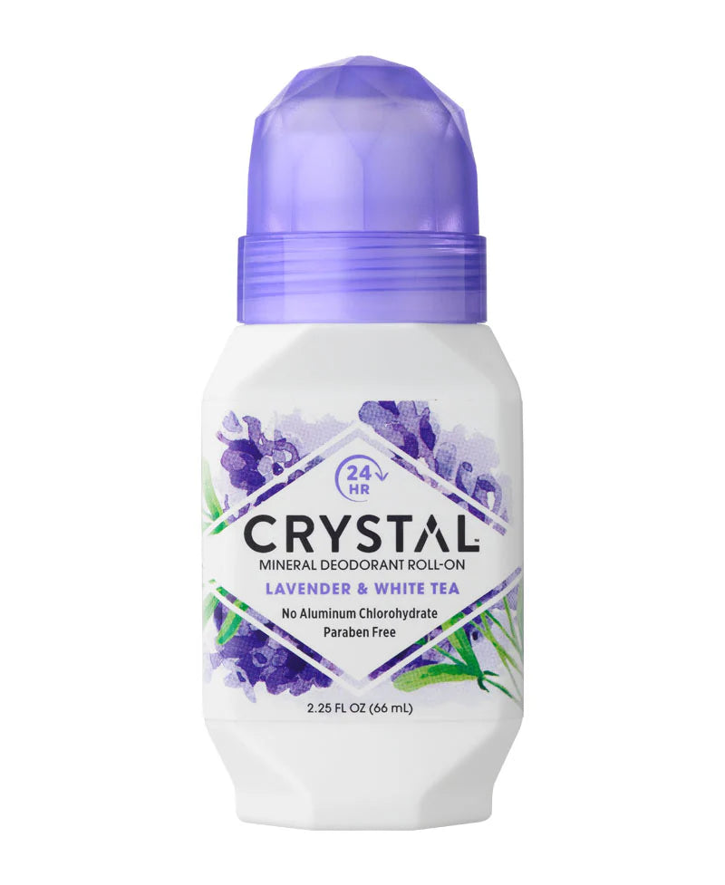 Crystal Body Deodorant Roll-On, Lavender & White Tea, 2.25 fl oz