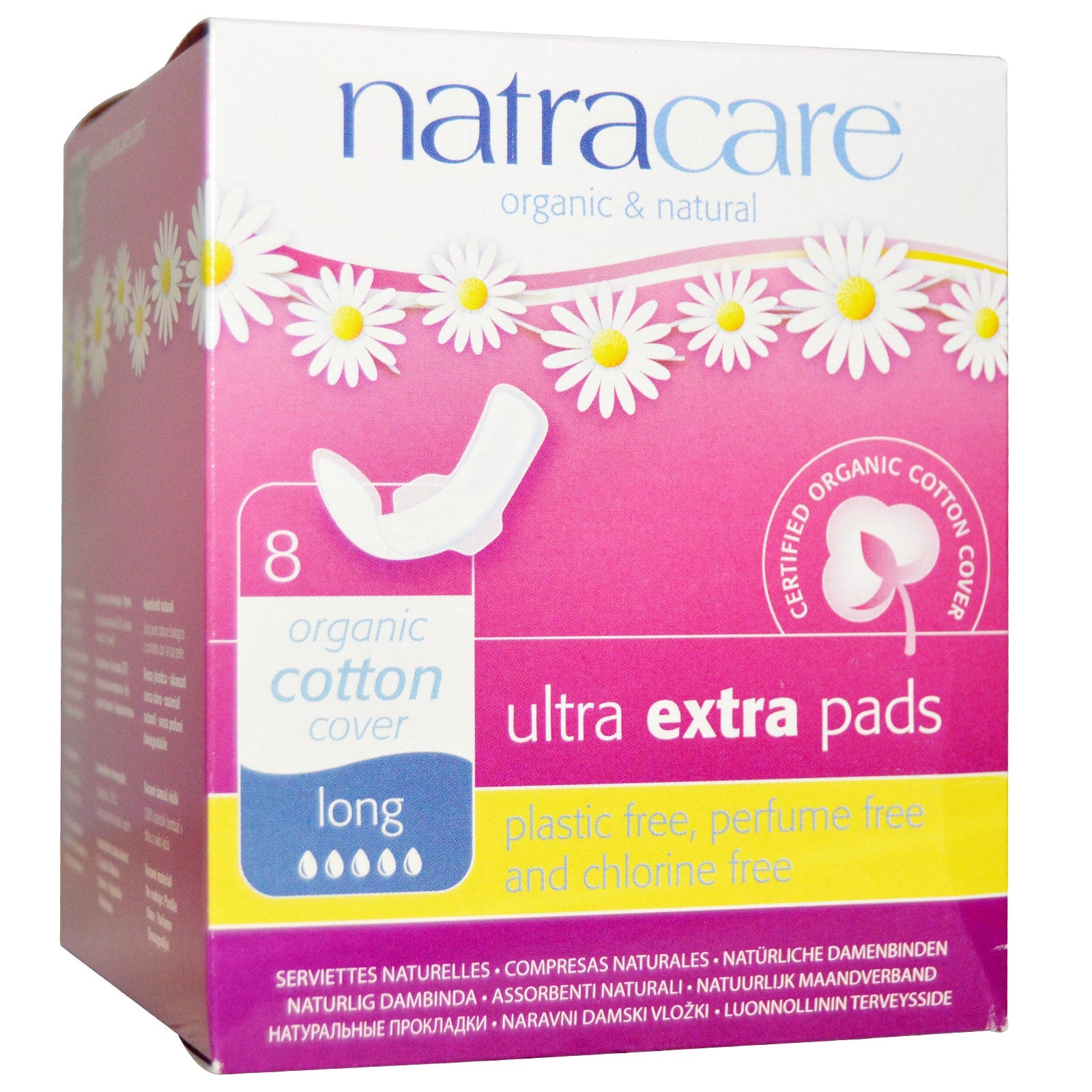 Natracare, Ultra "EXTRA" Pads, Organic Cotton Cover, Long, 8 ct