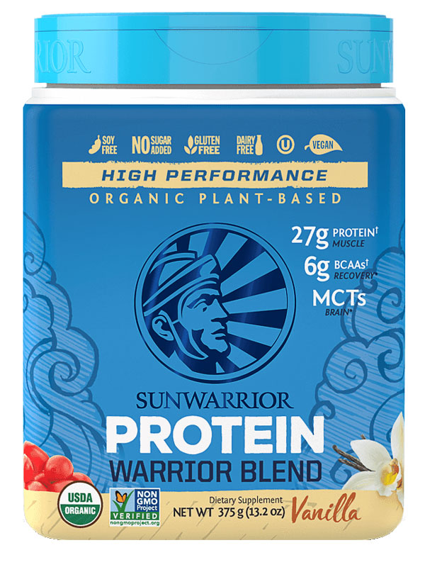 Sun Warrior,  Protein Powder Raw, Plant-Based, Warrior Blend, Vanilla, 375G