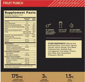 Optimum Nutrition Gold Standard, Pre-Workout, Fruit Punch, 300G