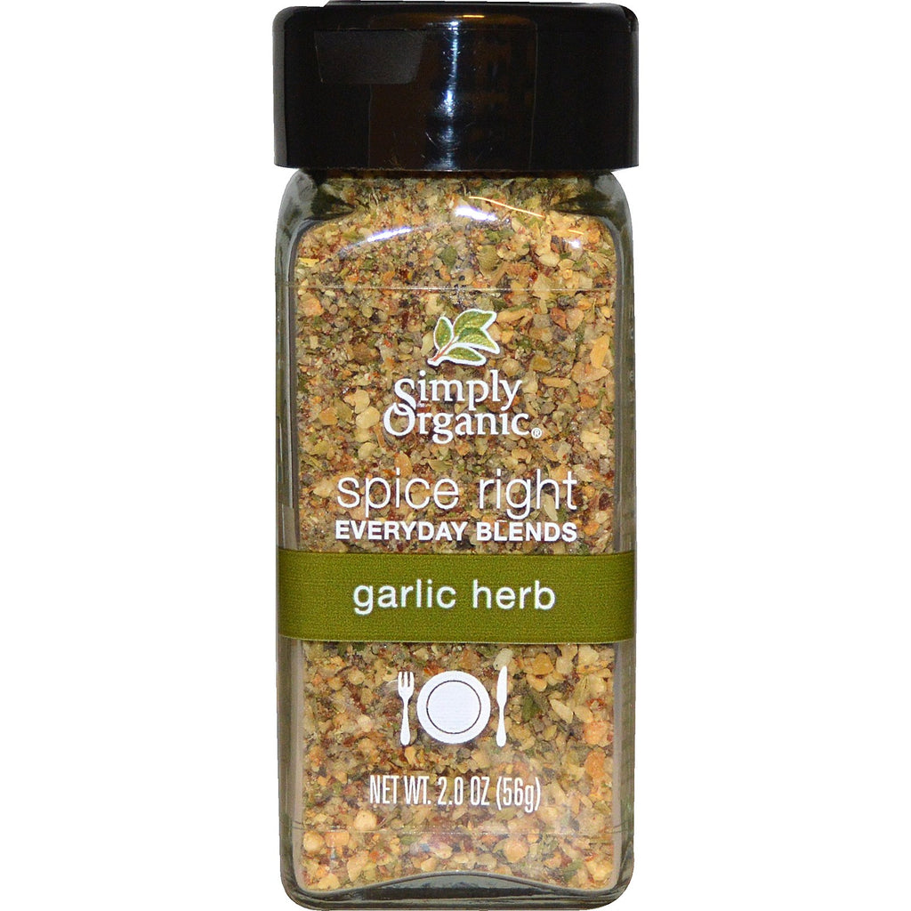 Simply Organic, Organic Spice Right Everyday Blends, Garlic Herb, 2.0 oz