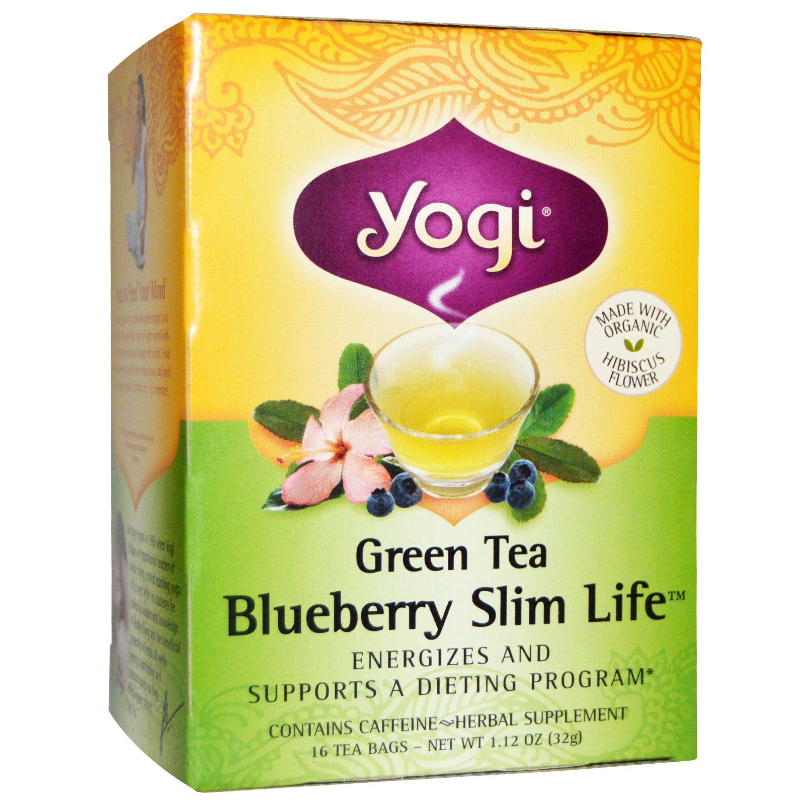 Yogi Tea, Green Tea Blueberry Slim Life, 16 Tea Bags