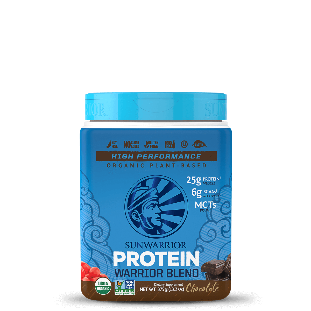 Sun Warrior, Protein Powder Raw, Plant-Based, Warrior Blend, Chocolate, 375G