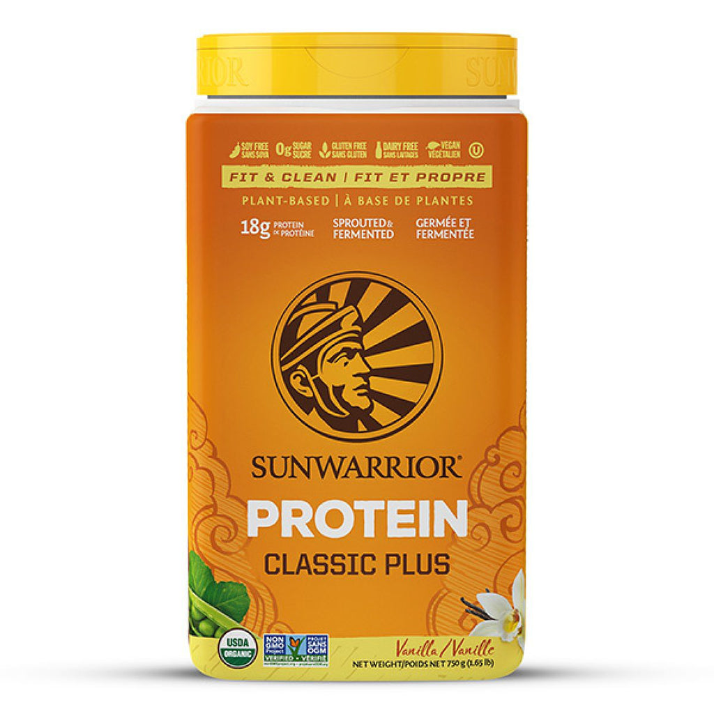 Sun Warrior, Protein Powder Raw, Plant-based, Classic Plus, Vanilla, 750G