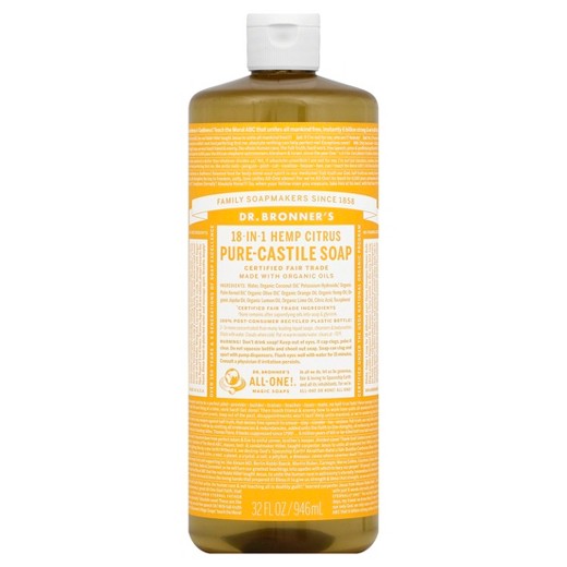 Dr. Bronner's Magic Soaps, Pure Castile Soap, 18-in-1 Hemp Citrus, 16 fl oz