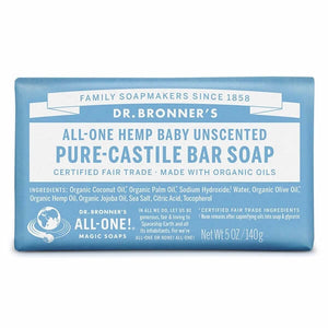 Dr. Bronner's Magic Soaps, Pure Castile Soap, 18-in-1 Hemp Baby Mild, Unscented, 5 oz BAR
