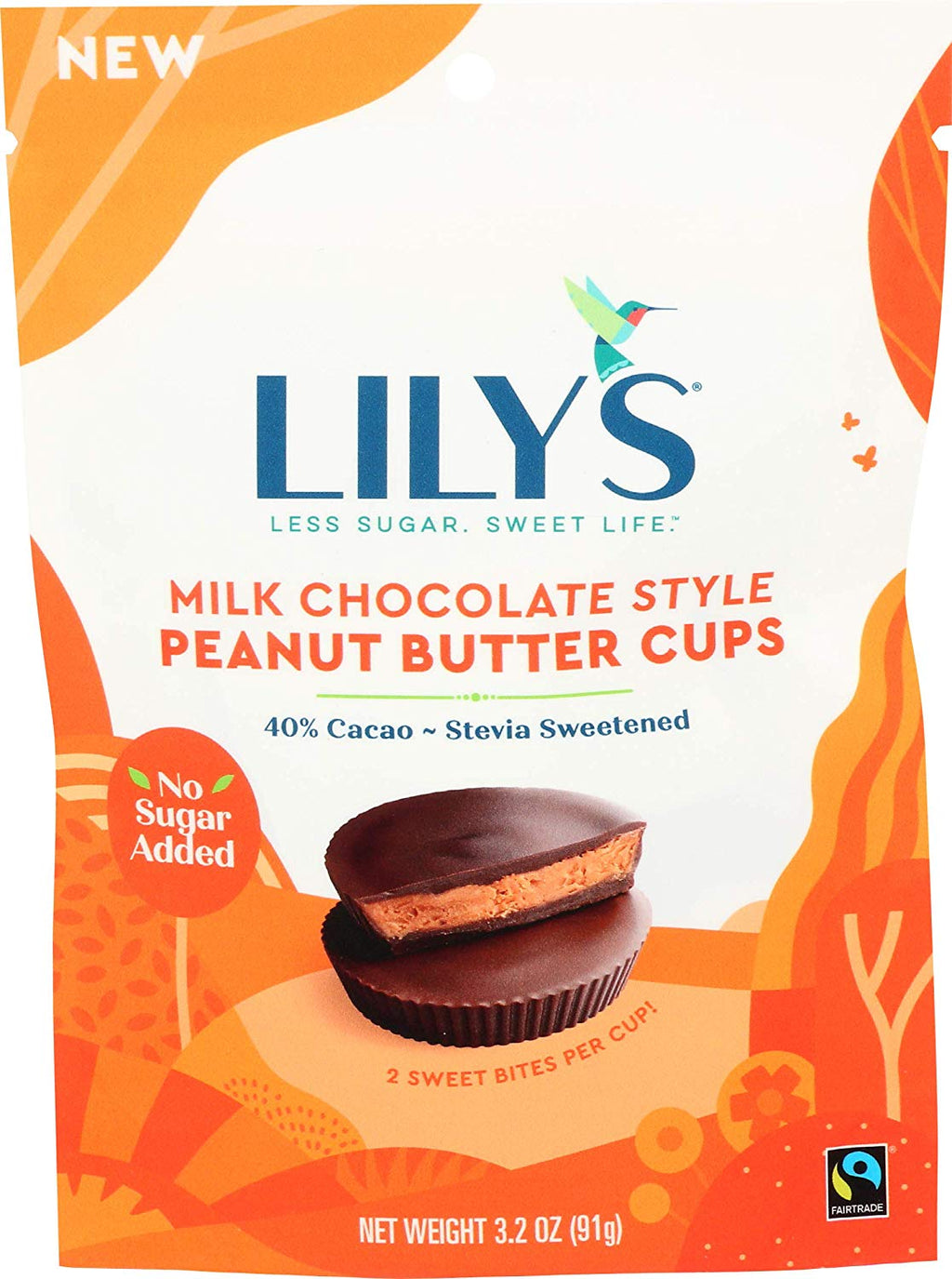 Lilys Chocolate, Peanut Butter Cup Milk Chocolate Style, 3.2 Ounce