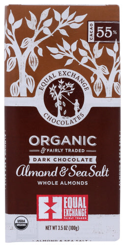 Equal Exchange, Organic Chocolate Bars, Almond & Sea Salt 55%, 2.8oz