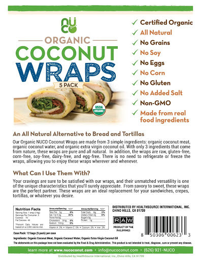 Nuco, Organic Coconut Wraps, 5 ct
