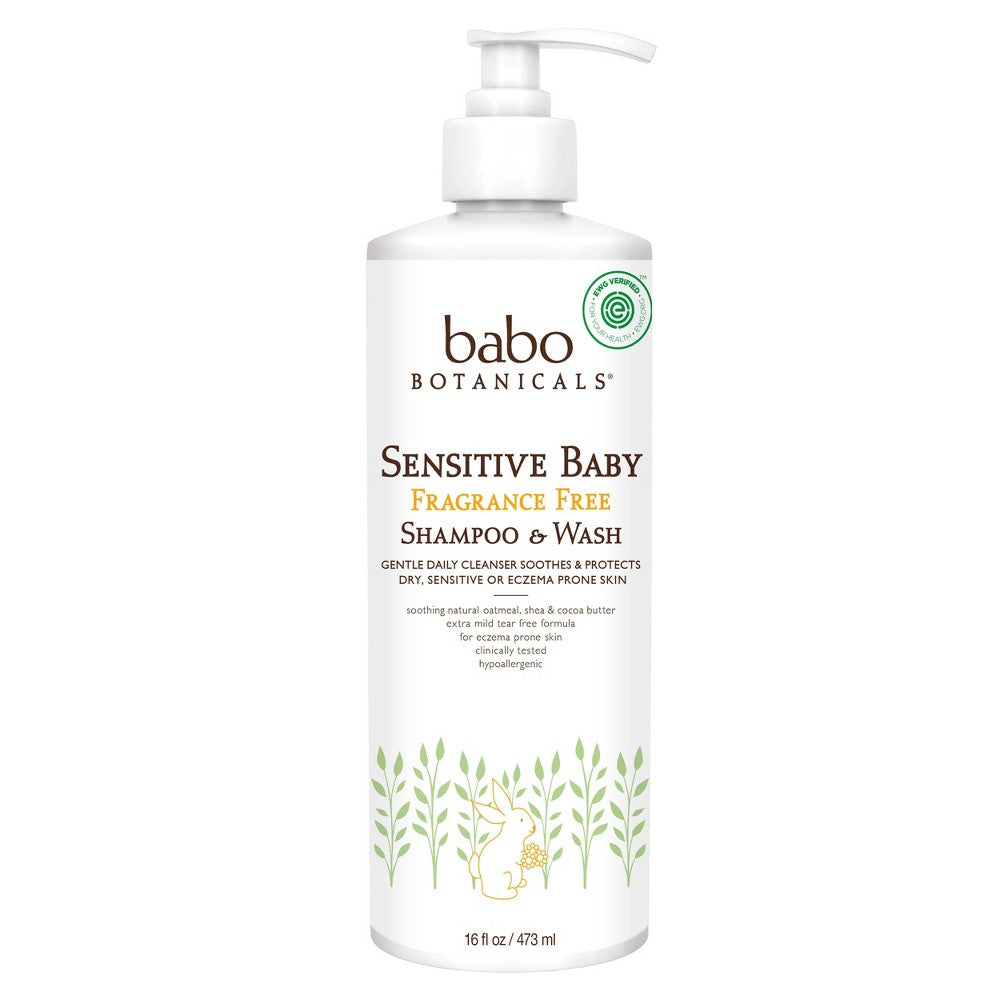 Babo Botanicals, Sensitive Baby Fragrance Free Baby Shampoo & Wash, 16 fl. oz