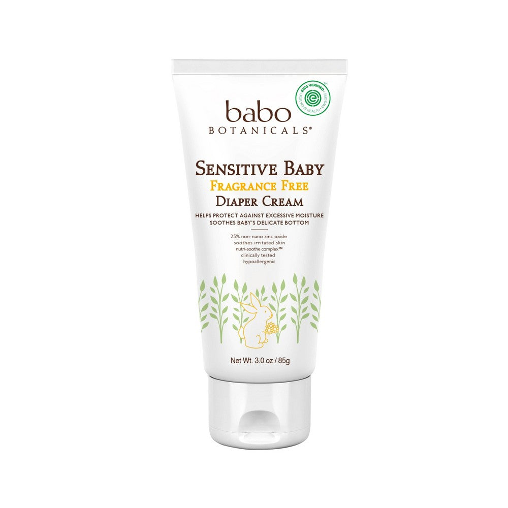 Babo Botanicals, Sensitive Baby Fragrance Free Zinc Diaper Cream, 3 oz