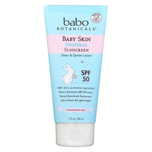 Babo Botanicals, Fragrance Free Baby Mineral Sunscreen Lotion SPF 50, 3 oz