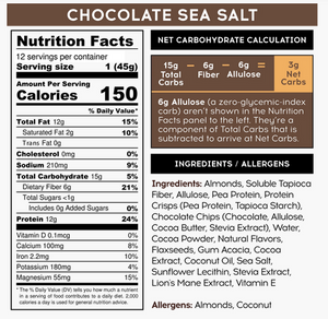 IQBAR, Vegan, Keto Chocolate Sea Salt, 1.6 oz
