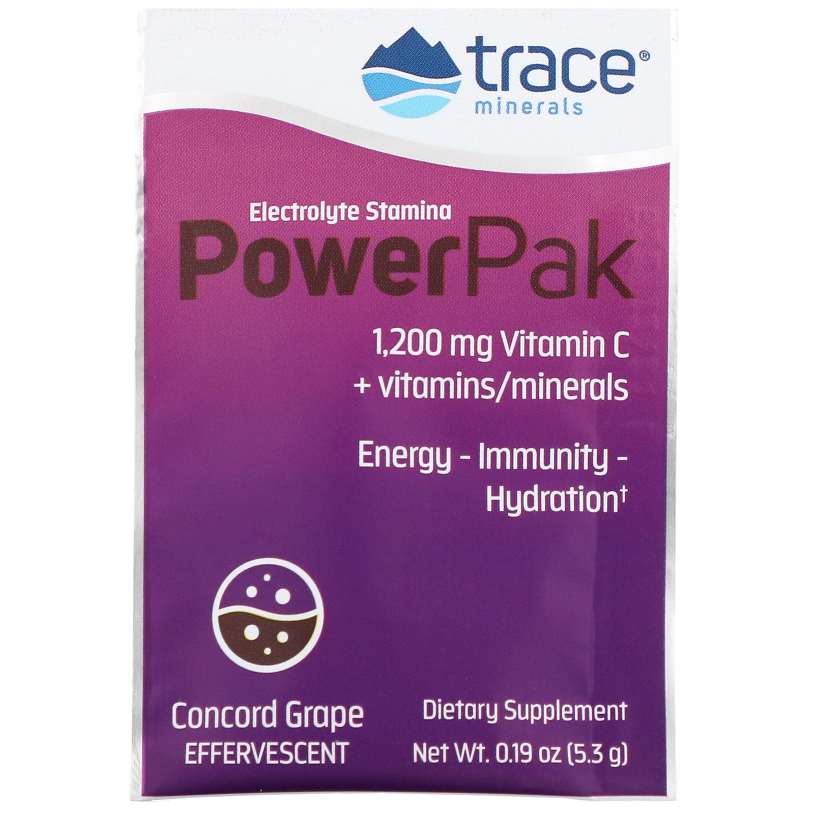 Trace Minerals Research, Electrolyte Stamina PowerPak Concord Grape, 1200 mg, single Packet