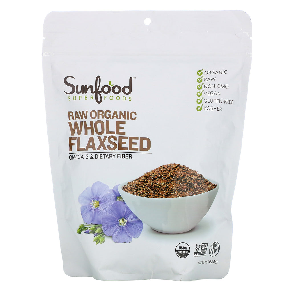 Sunfood, Organic Brown Flax Seed, 1 lb
