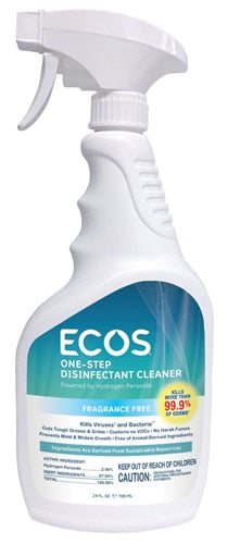 Earth Friendly, ECOS One-Step Disinfectant Cleaner Fragrance Free, 24 oz