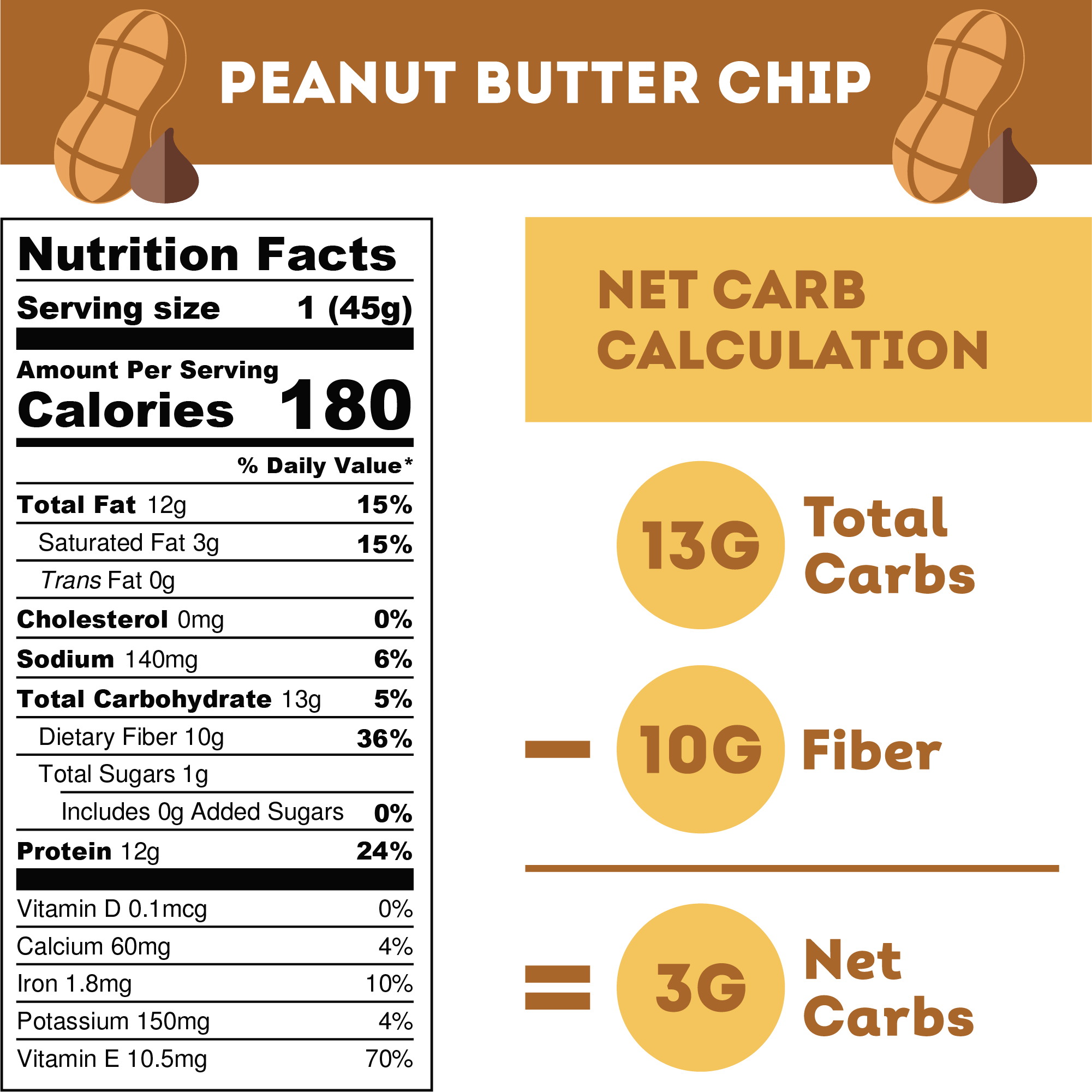 IQBAR, Vegan, Keto Peanut Butter Chip, 1.6 oz