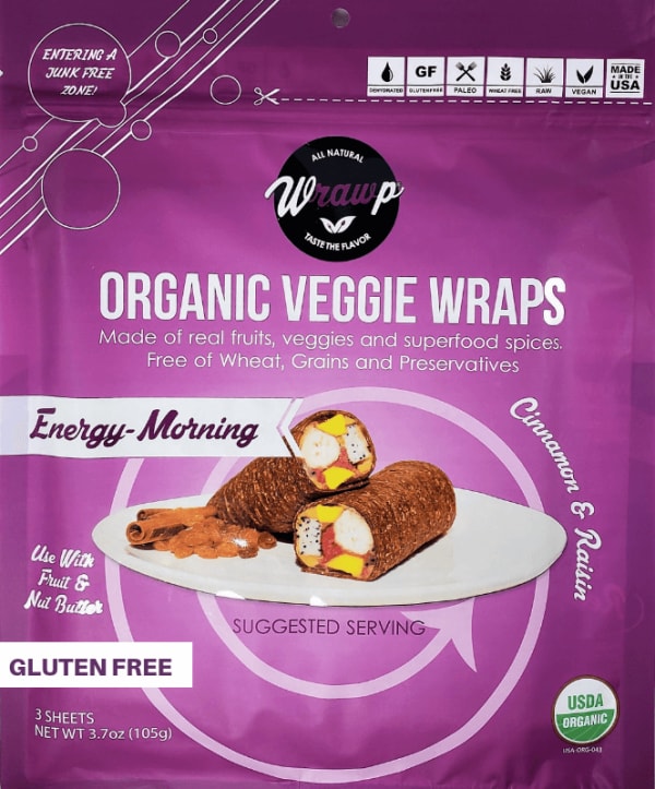 WrawP Foods, Organic Veggie Wraps, Energy Morning, 3.7 oz