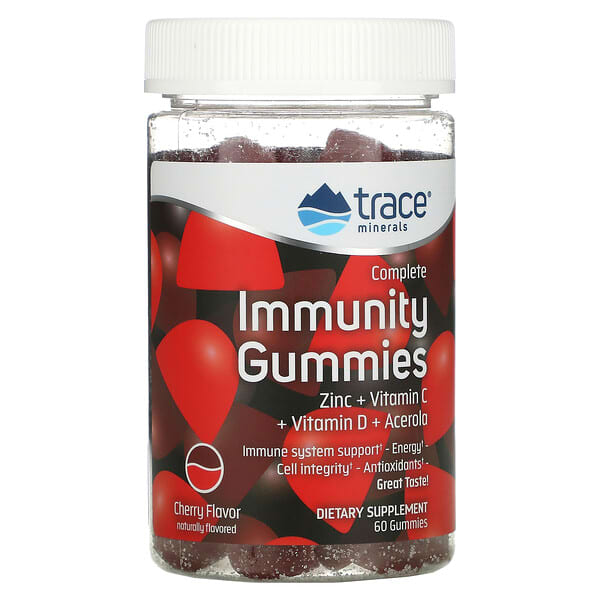 Trace Minerals Research, Immunity Gummies, Cherry, 60 ct