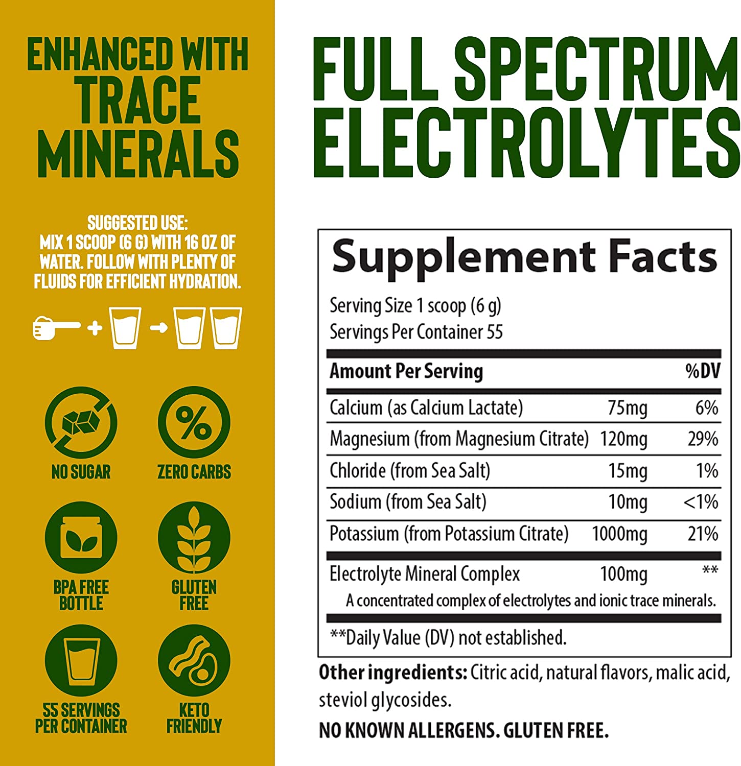Trace Minerals Research, Keto Electrolyte Powder, Lemon Lime, 330g