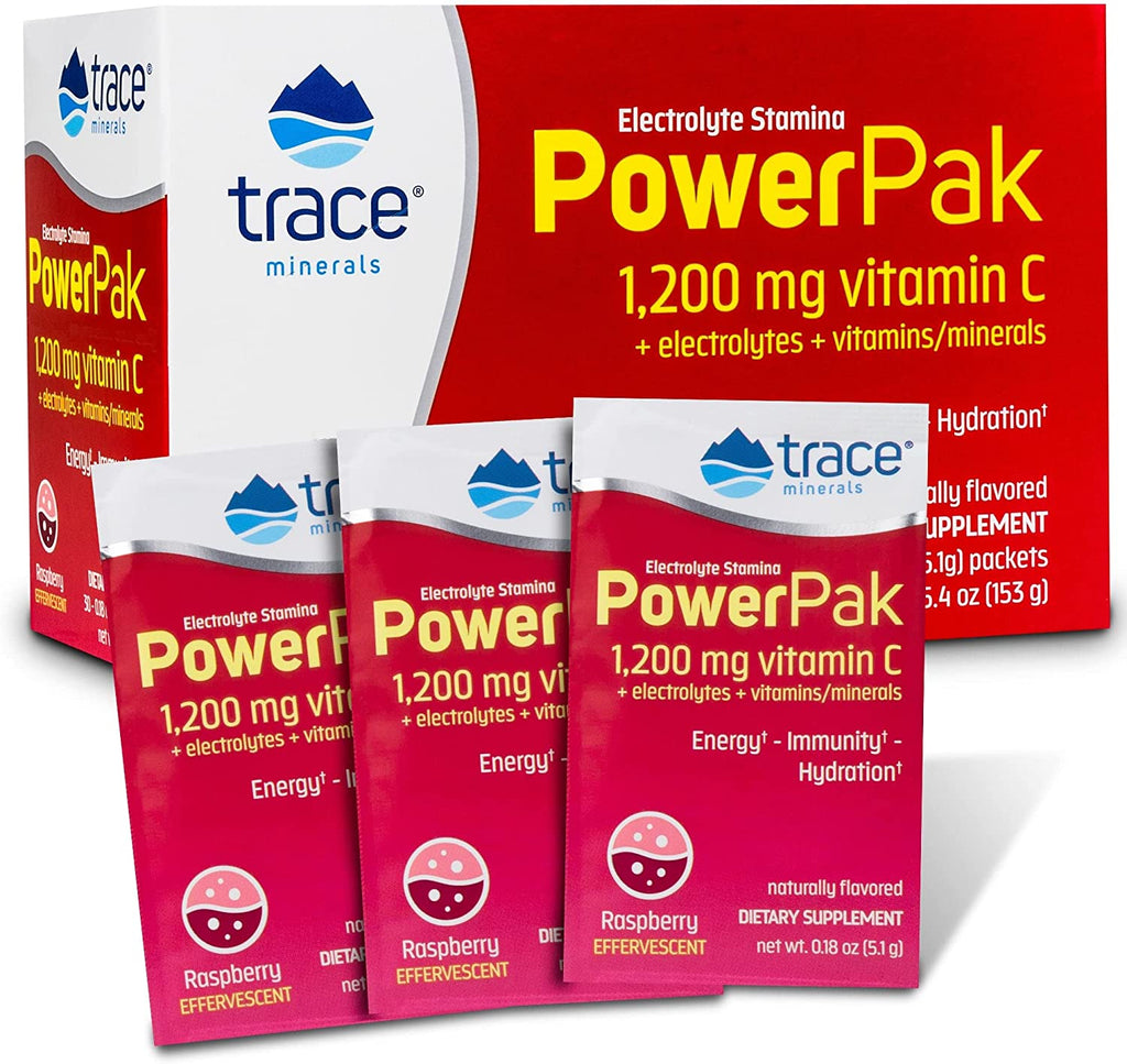 Trace Minerals Research, Electrolyte Stamina PowerPak, Raspberry, 1200 mg, 30 Packets