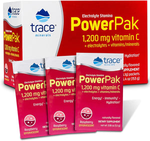 Trace Minerals Research, Electrolyte Stamina PowerPak, Raspberry, 1200 mg, 30 Packets