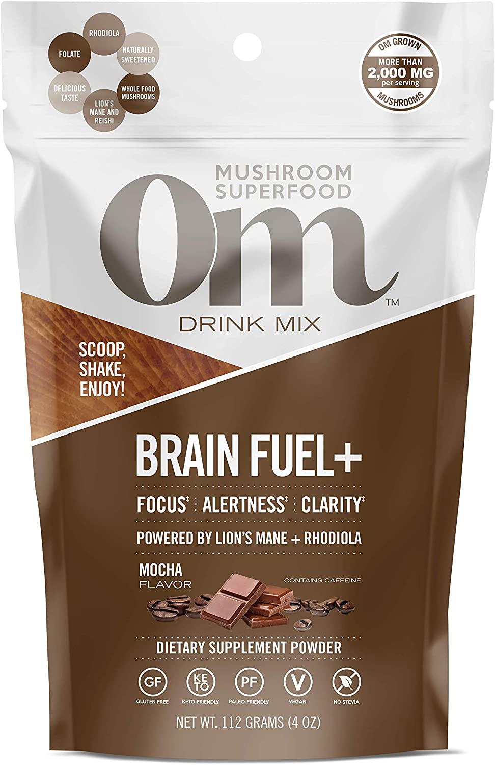 Om Mushrooms, Brain Fuel, Mushroom Superfood Drink Mix Blend, 4 oz