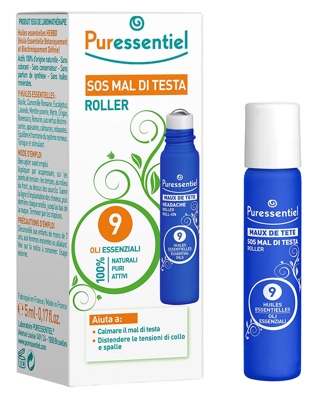 PurEssentiel, Daily Well Being SOS Head Roller, 5ml