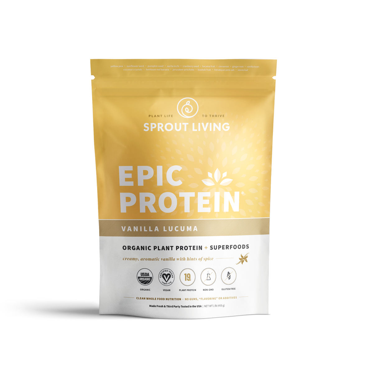 Sprout Living, Protein Powder Vanilla Lucuma, 16oz