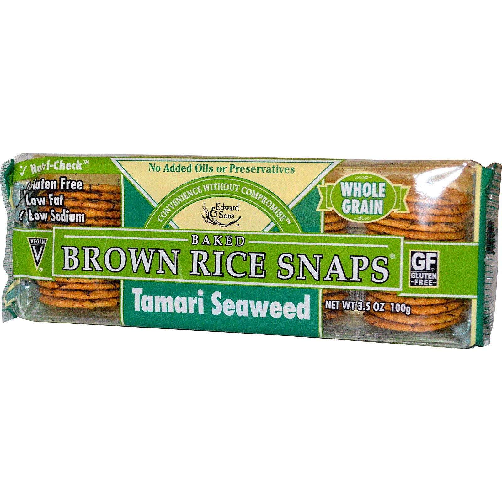 Edward & Sons, Baked Brown Rice Snaps, Tamari Seaweed, 3.5 oz