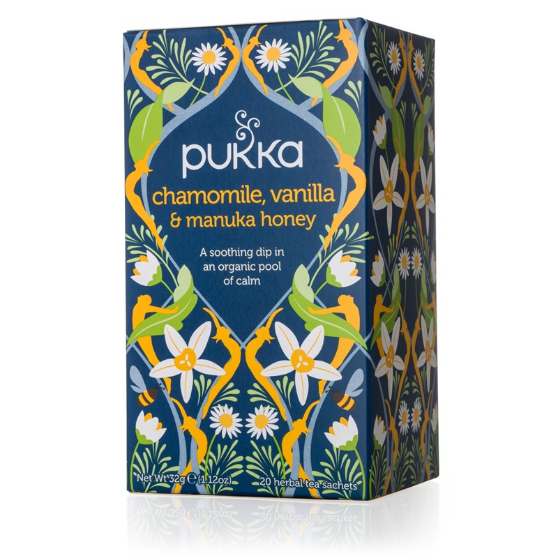 Pukka Herbs, Chamomile, Vanilla & Manuka Honey Tea, Caffeine Free