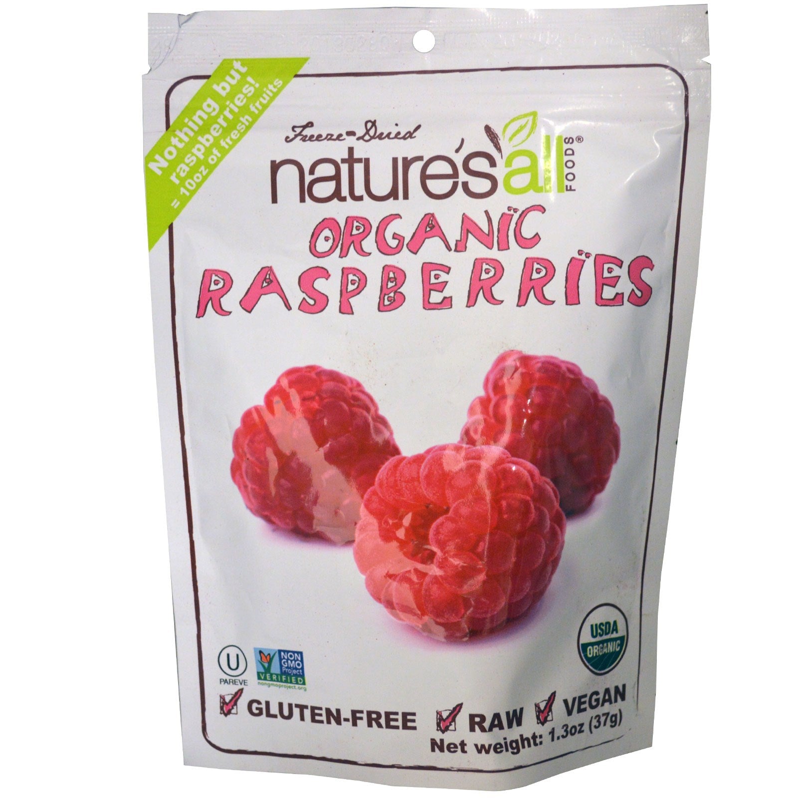 Natierra, Freeze-Dried Organic Raspberries, 1.3 oz